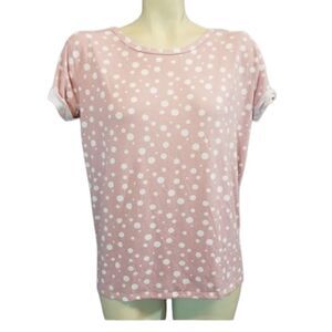 Thyme &‎ Honey Pink Polka Dot Tee Size Small